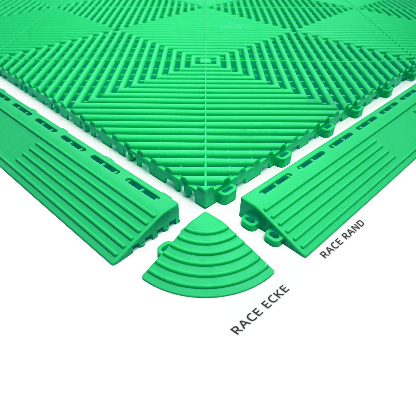 PP Klickfliese „Race“ Grün 400×400 mm – Robuste Bodenfliese für Garage & Werkstatt