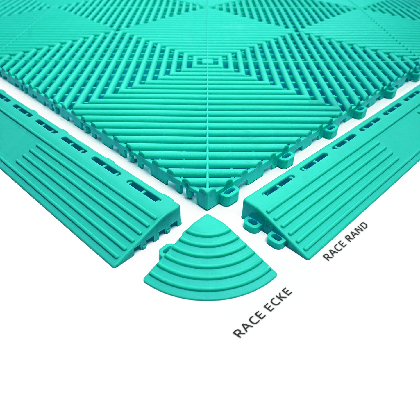 PP Klickfliese „Race“ Peacock Grün 400×400 mm – Robuste Bodenfliese für Garage & Werkstatt