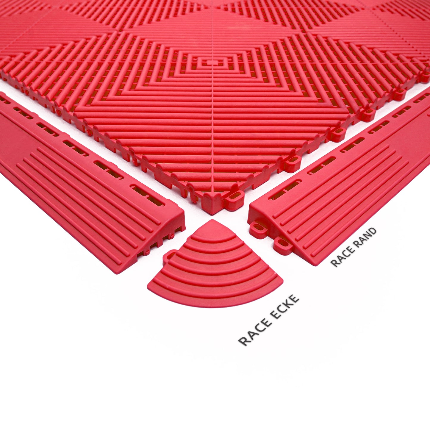 PP Klickfliese „Race“ Rot 400×400 mm – Robuste Bodenfliese für Garage & Werkstatt