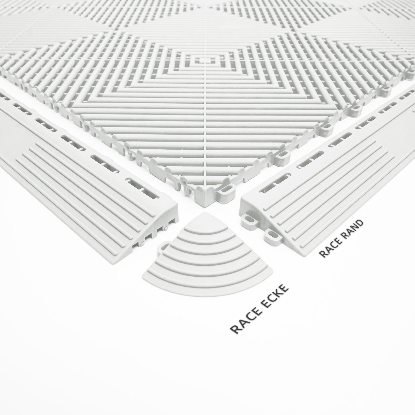 PP Klickfliese „Race“ Weiß 400×400 mm – Robuste Bodenfliese für Garage & Werkstatt