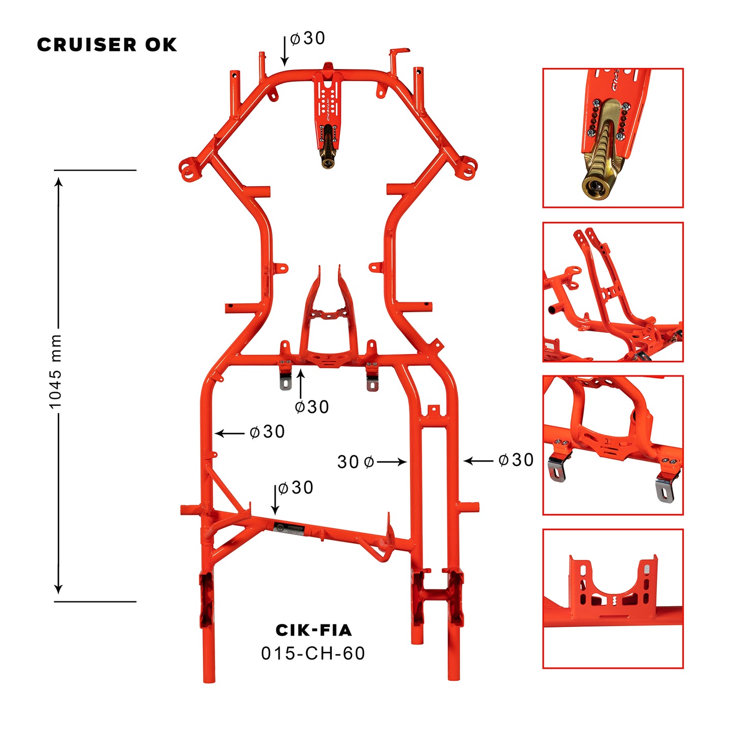 Intrepid Kart CHASSIS OK/JR – OK Modell CRUISER MS3, Rohr Ø30 mm, Radstand 1048 mm, CIK/FIA 015-CH-60 – Neue Homologation 2025/27