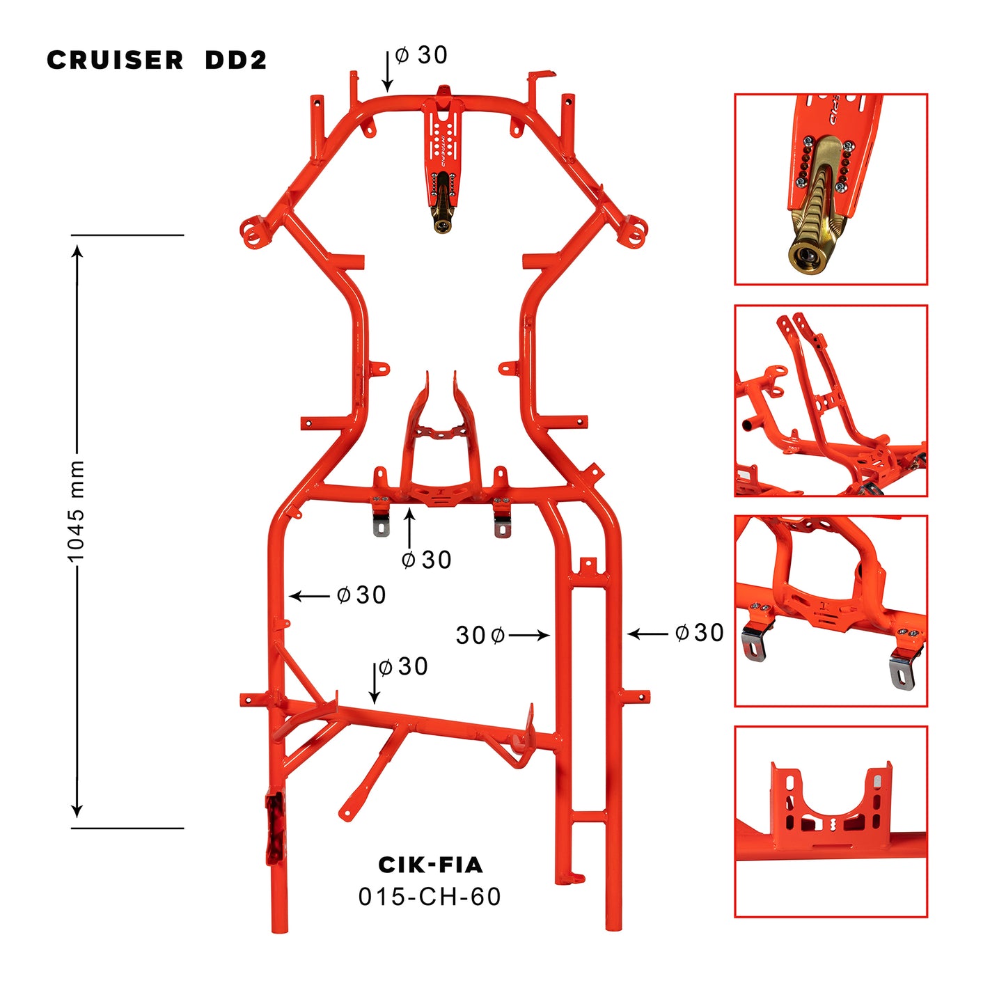 Intrepid Kart DD2 Chassis ESCAPE-17 – 32/30 mm Rahmenrohre, 1050 mm Radstand | Profi Rennkart Rahmen