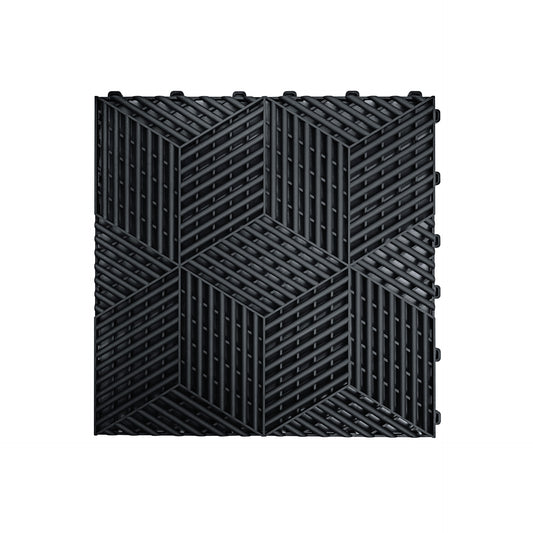PP Klickfliese „Sport“ Schwarz 400×400 mm – Robuste Bodenfliese für Garage & Werkstatt