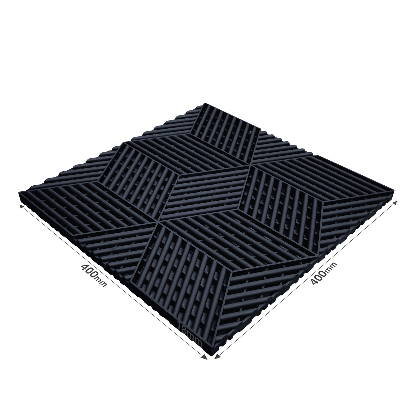 PP Klickfliese „Sport“ Schwarz 400×400 mm – Robuste Bodenfliese für Garage & Werkstatt