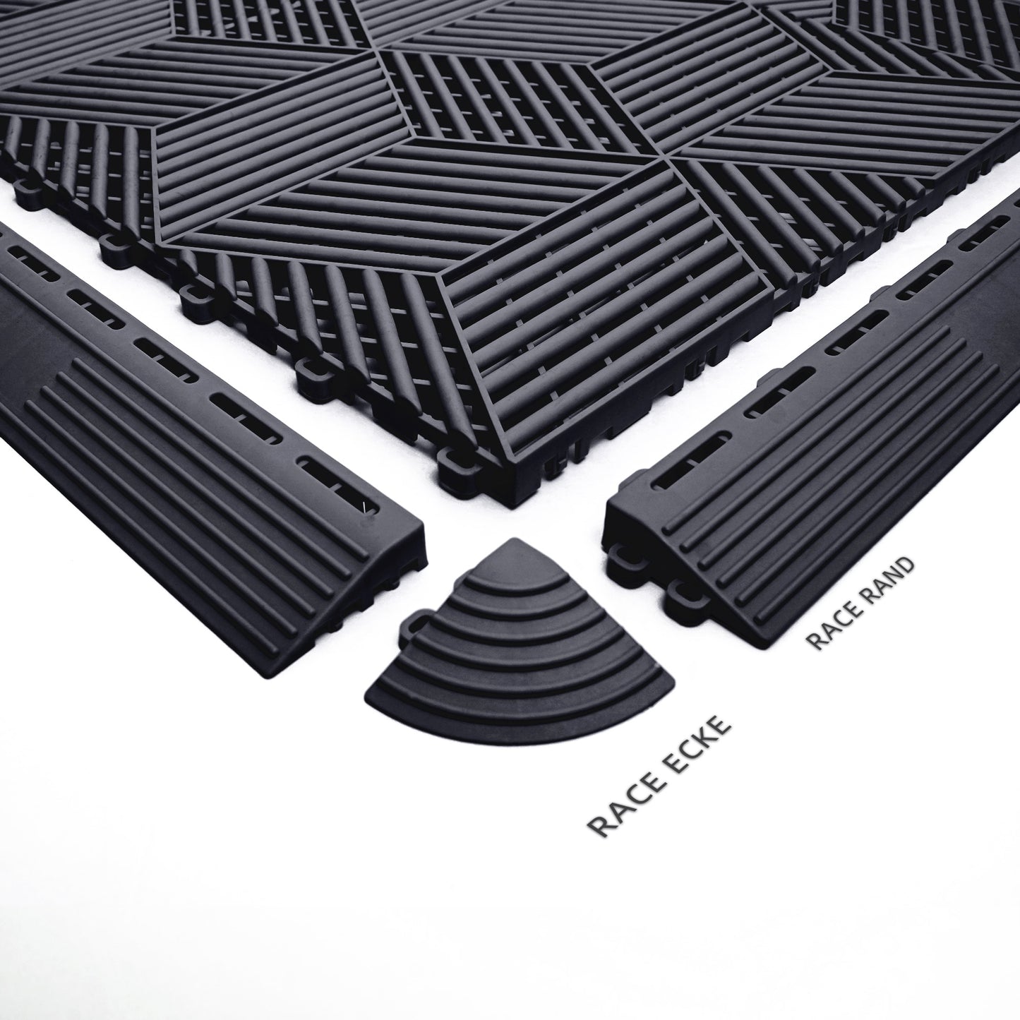 PP Klickfliese „Sport“ Schwarz 400×400 mm – Robuste Bodenfliese für Garage & Werkstatt