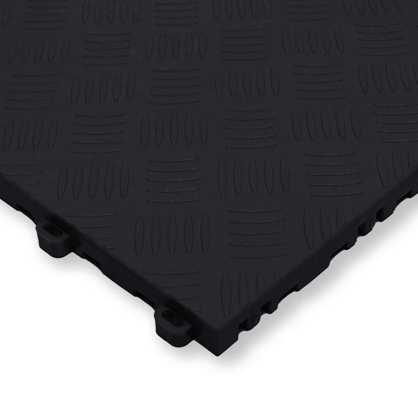 PP Klickfliese „Industrial“ Schwarz 400×400 mm – Robuste Bodenfliese für Garage & Werkstatt