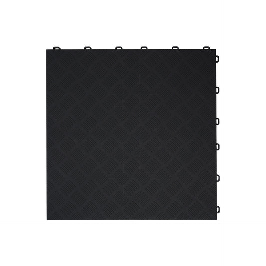 PP Klickfliese „Industrial“ Schwarz 400×400 mm – Robuste Bodenfliese für Garage & Werkstatt