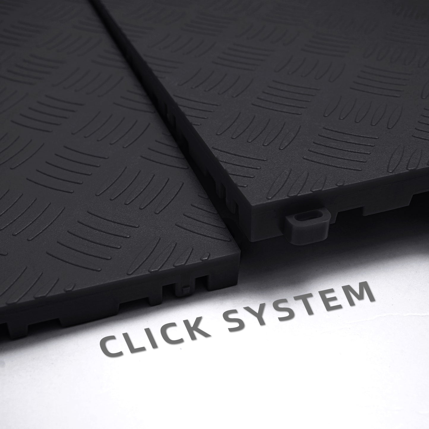 PP Klickfliese „Industrial“ Schwarz 400×400 mm – Robuste Bodenfliese für Garage & Werkstatt