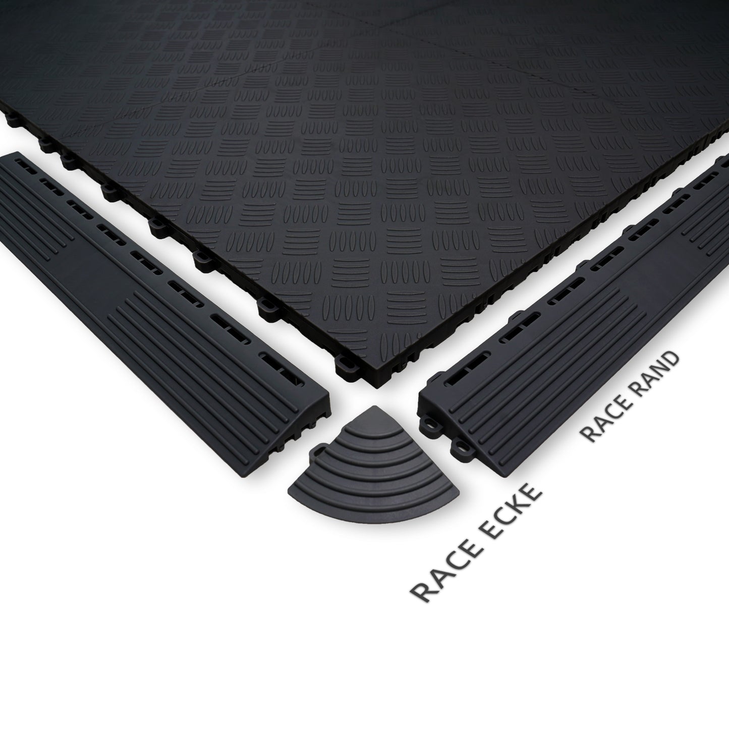 PP Klickfliese „Industrial“ Schwarz 400×400 mm – Robuste Bodenfliese für Garage & Werkstatt