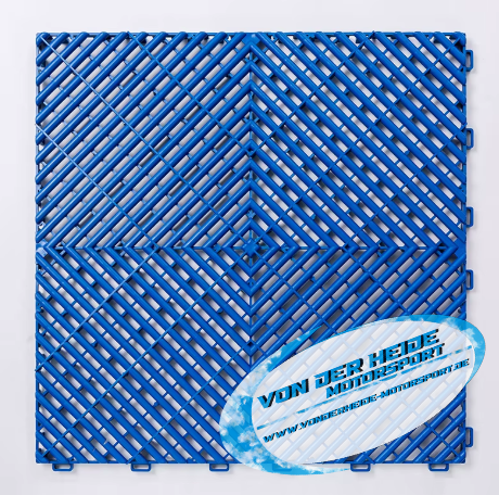 Blaue PP-Klickfliese 400x400x18 mm für Werkstatt- und Garagenboden – rutschfest, strapazierfähig, ideal für Motorsport, Gewerbe & Privat
