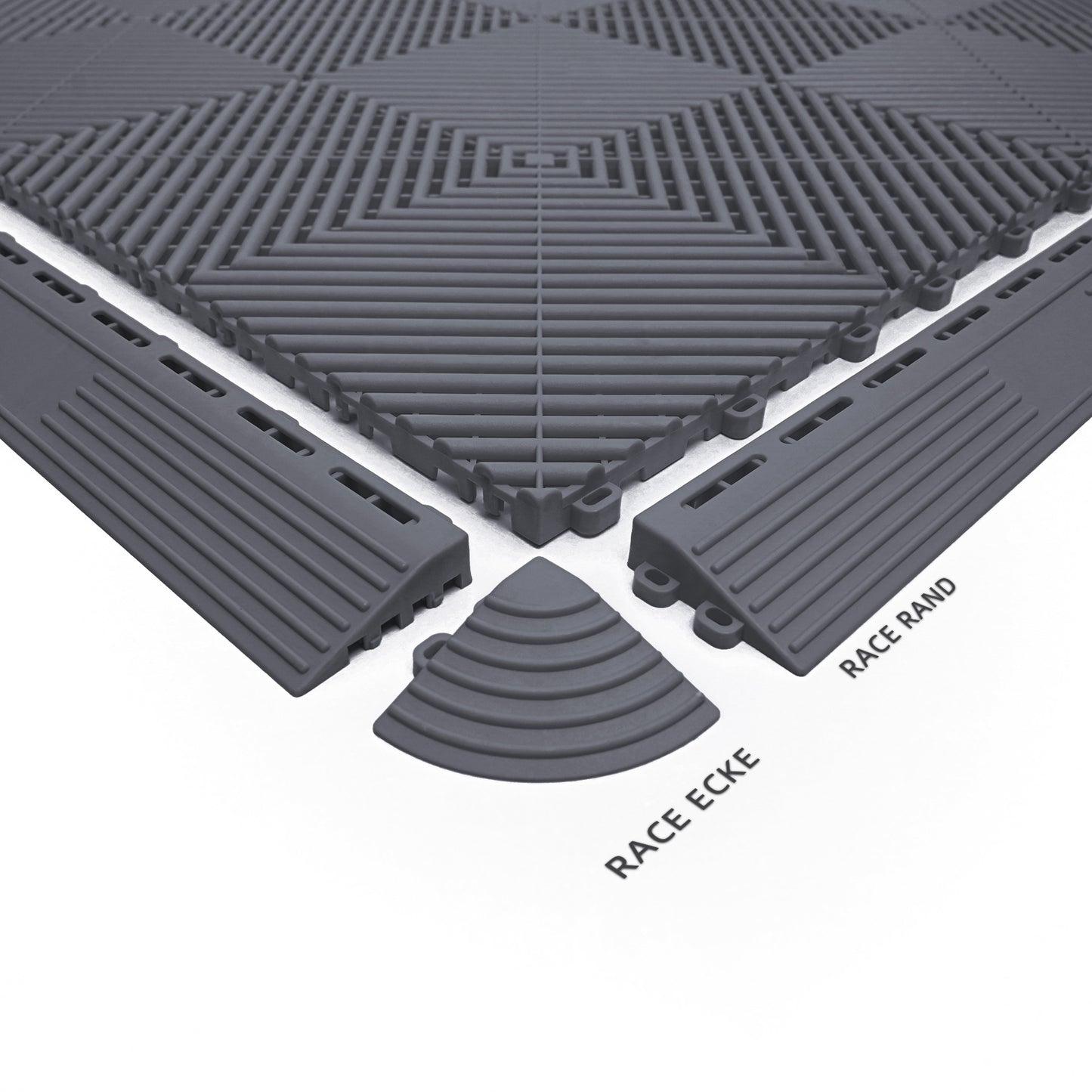 PP Klickfliese „Race“ Dunkel Grau 400×400 mm – Robuste Bodenfliese für Garage & Werkstatt