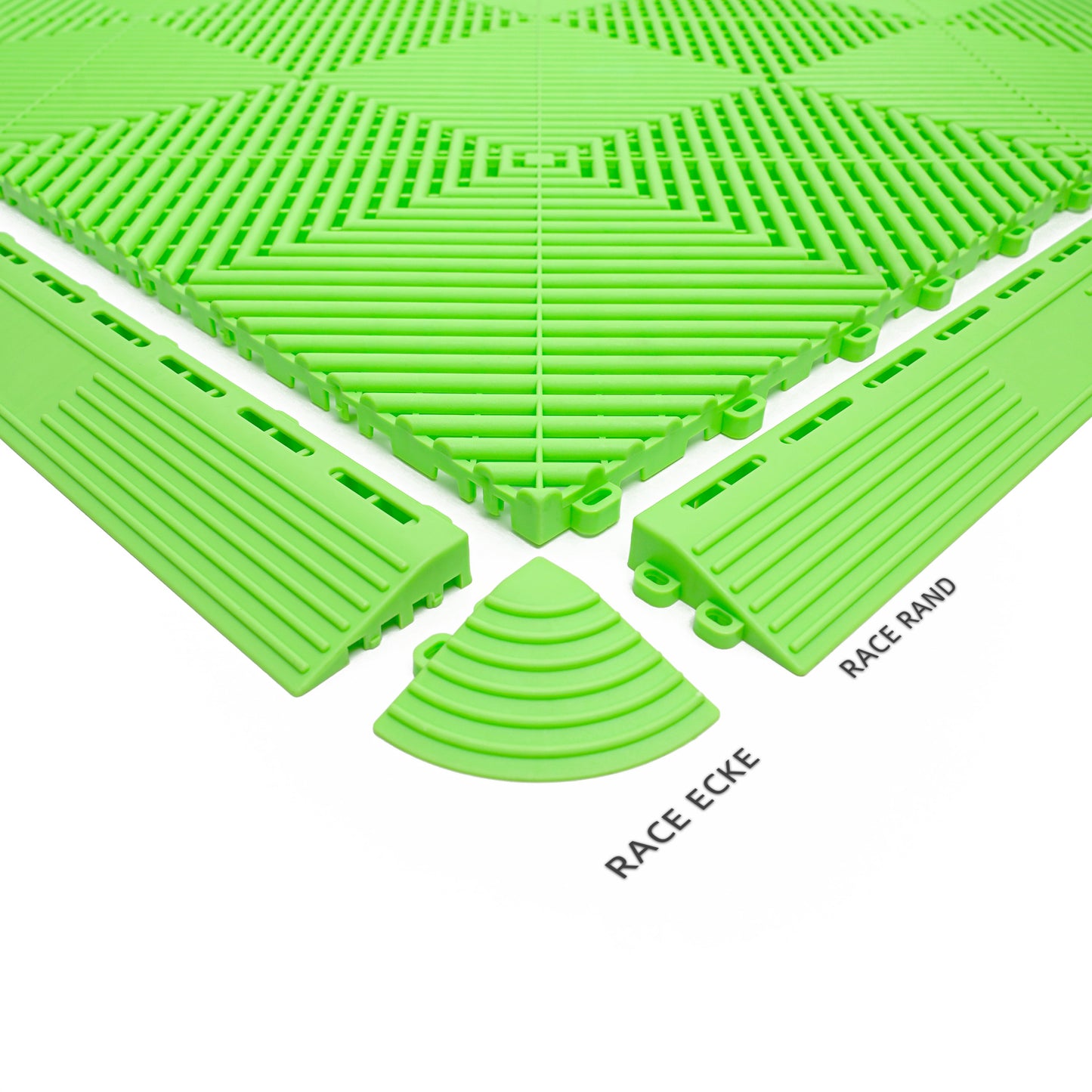 PP Klickfliese „Race“ Neon Grün 400×400 mm – Robuste Bodenfliese für Garage & Werkstatt