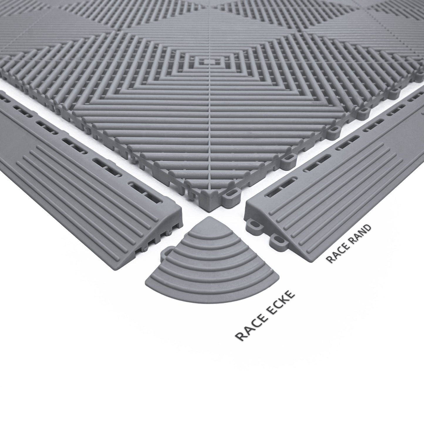 PP Klickfliese „Race“ Hell Grau 400×400 mm – Robuste Bodenfliese für Garage & Werkstatt
