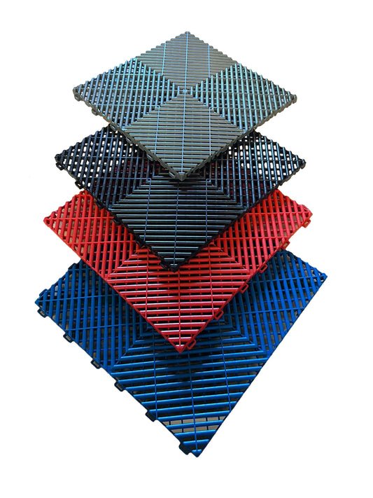 PP-Klickfliese 400x400x18 mm für Werkstatt- und Garagenboden – modular, belastbar, rutschfest, ideal für Gewerbe, Motorsport & Hobby