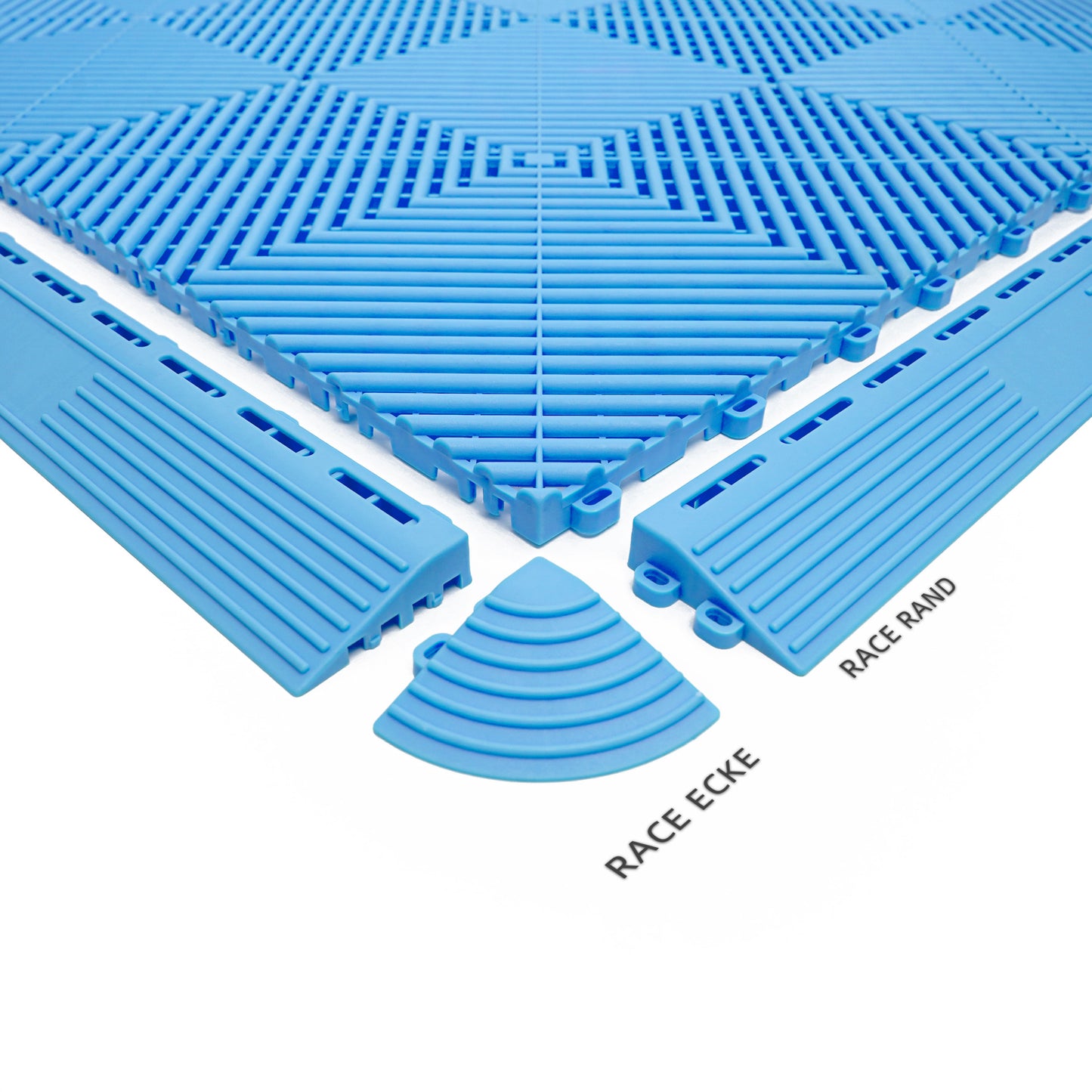 PP Klickfliese „Race“ Himmelblau 400×400 mm – Robuste Bodenfliese für Garage & Werkstatt