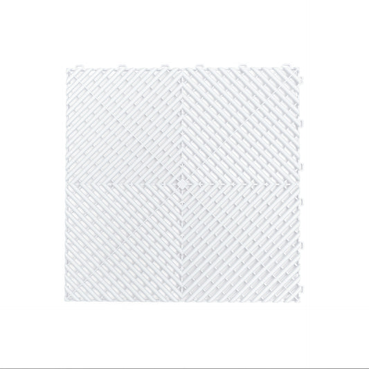 PP Klickfliese „Race“ Weiß 400×400 mm – Robuste Bodenfliese für Garage & Werkstatt