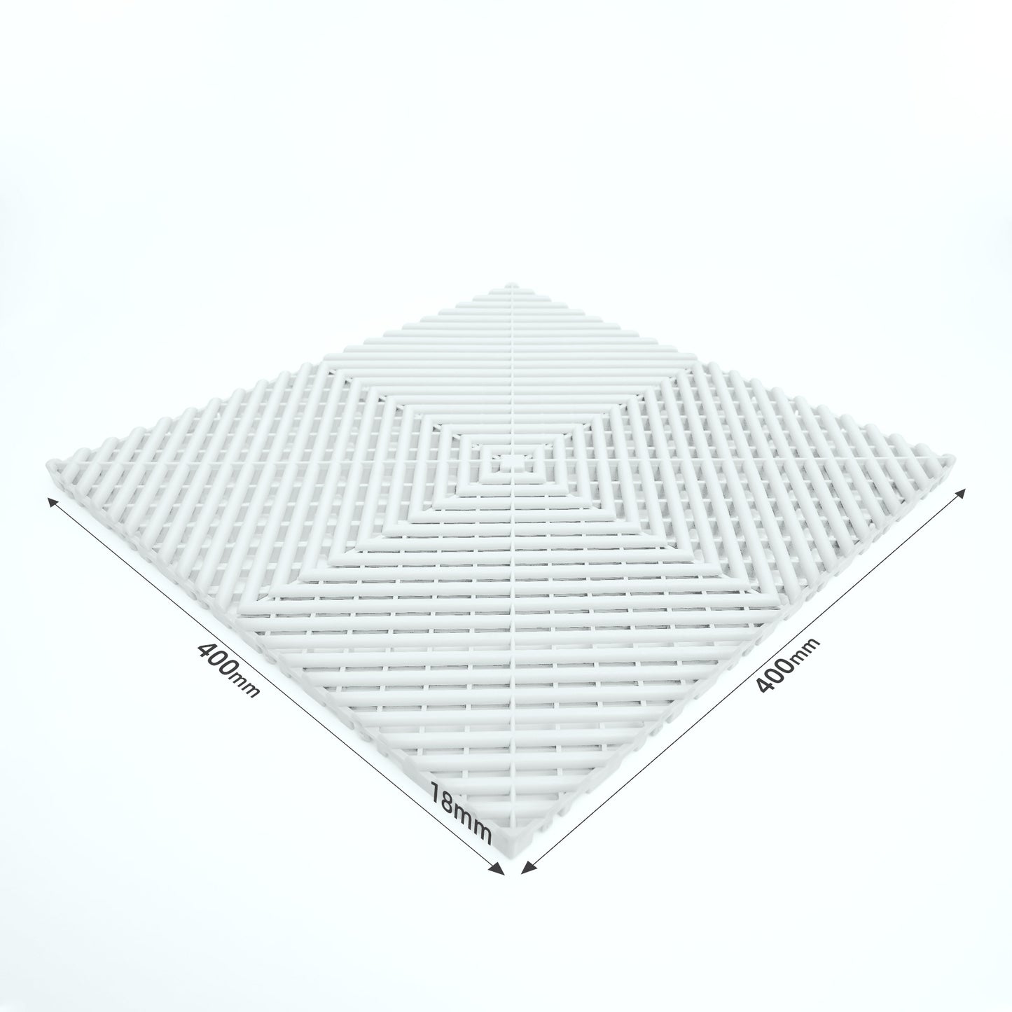 PP Klickfliese „Race“ Weiß 400×400 mm – Robuste Bodenfliese für Garage & Werkstatt