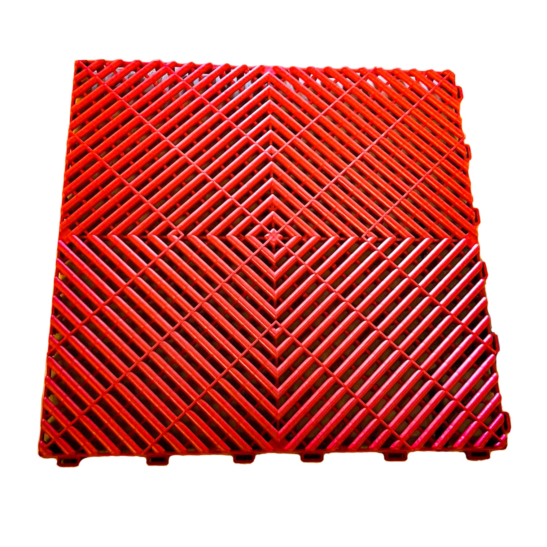 Rote PP-Klickfliese 400x400x18 mm für Werkstatt- und Garagenboden – rutschfest, robust & schnell verlegbar für Gewerbe und Motorsport